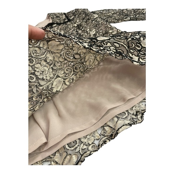 VTG Chetta B, Sherrie Bloom, Peter Novello black gold embroidered lace top S 4. - Picture 7 of 13